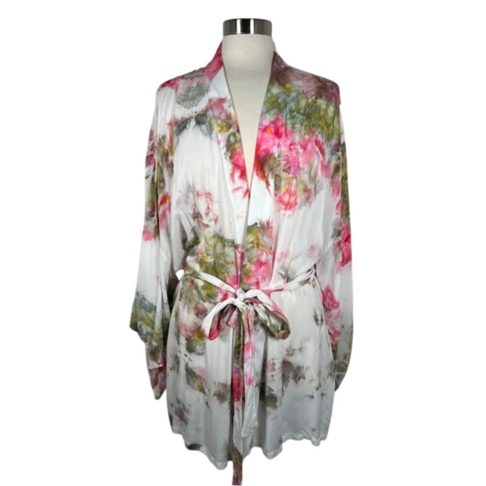 Sacred Al Kimiya Women's Floral Print Kimono Short Robe Tie Waist Boho Summer